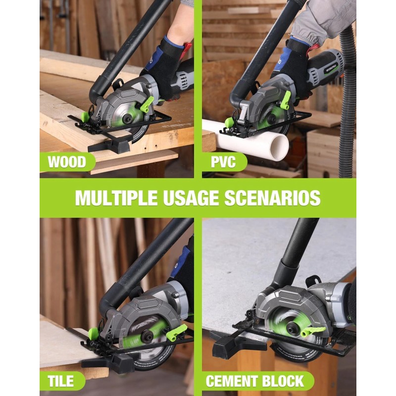 WORKPRO 5.8Amp 3500RPM Electric Circular Saw w/Parallel Guide Three 4-1/2"