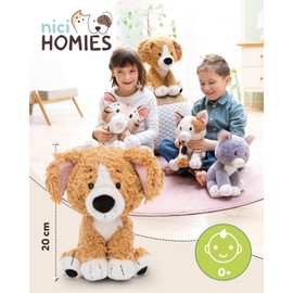 NICI Kuscheltier Hund 20cm - braun - Weiches Plüschtier – niedliches Stofftier zum Kuscheln & Spielen – tolle Geschenkidee für Kinder & Erwachsene - 62136