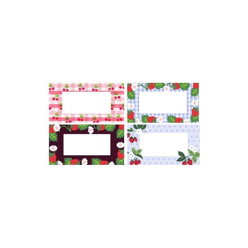 Nutley's 96 Fruity Jam Jar Labels, Four Designs