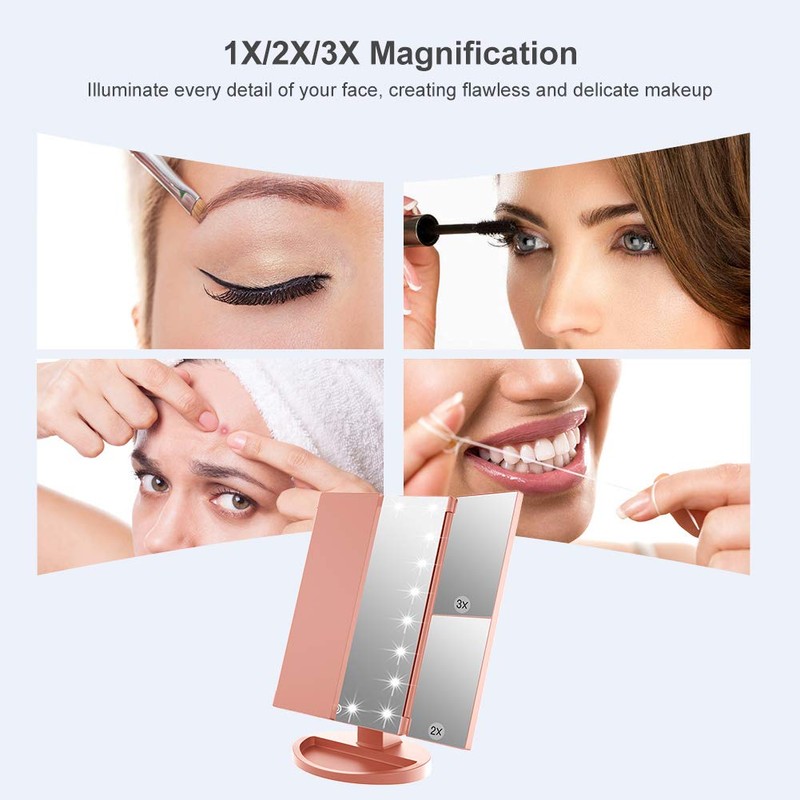 WEILY Makeup Mirror with 21 LED Lights,Two Power Supply, Touch