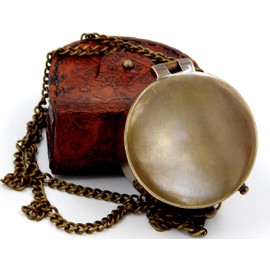 KHUMYAYAD Brass Pocket Compass Handmade Full Function Antique Nautical Compass Engraved Compass Steampunk Compass with Leather Case