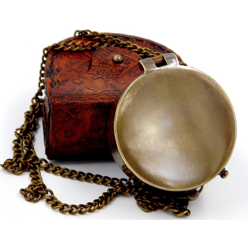 KHUMYAYAD Brass Pocket Compass Handmade Full Function Antique Nautical Compass