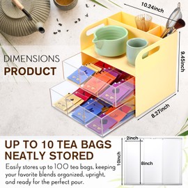 DoubleFill Acrylic Tea Bag Organizer Box, 3-tier Tea Bag Drawer Storage and Organizer, Teabag Holder Container Box for Home Countertop Teabag Station Table Display