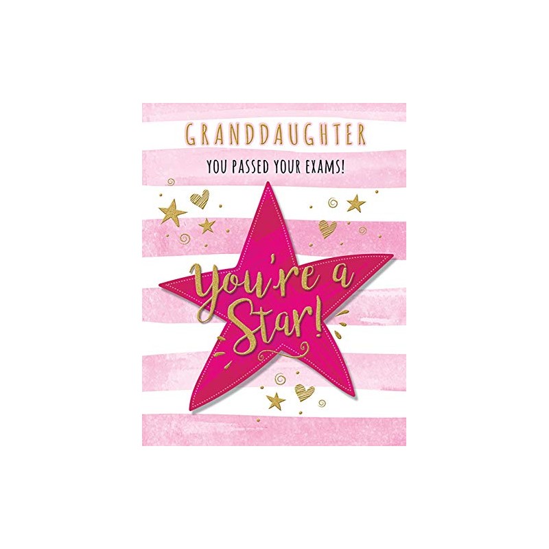 Modern Occasion Card Congratulations Exam Granddaughter - 8 x 6