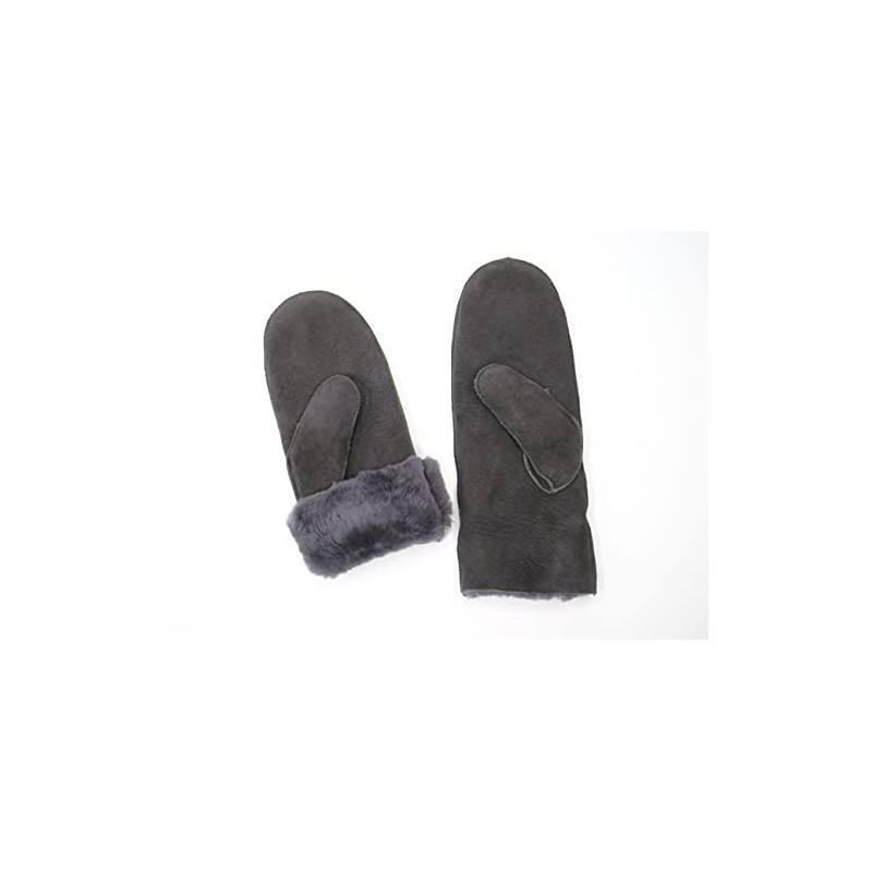 SUPER s6x Lambskin Gloves Mittens Merino Lambskin Dark Grey Ladies