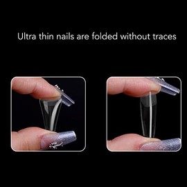 ZJchao 550 Uds Puntas de uñAs Ultrafinas sin Costura Semiesmeriladas Prensa en Puntas de uñAs Postizas Transparentes Puntas de Extensión de uñAs Posti