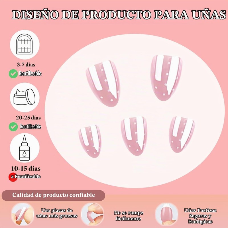 Woakess False Nail 1ml 24 Piezas U?as Postizas Cortas Largas