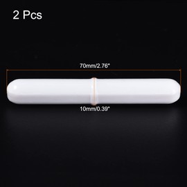 MECCANIXITY Agitador Magnético, Varilla de Barra Agitadora para Mezclador 70mm(2,76") x10mm con Imán de Revestimiento en Forma de Anillo Blanco para Laboratorio, 2uds