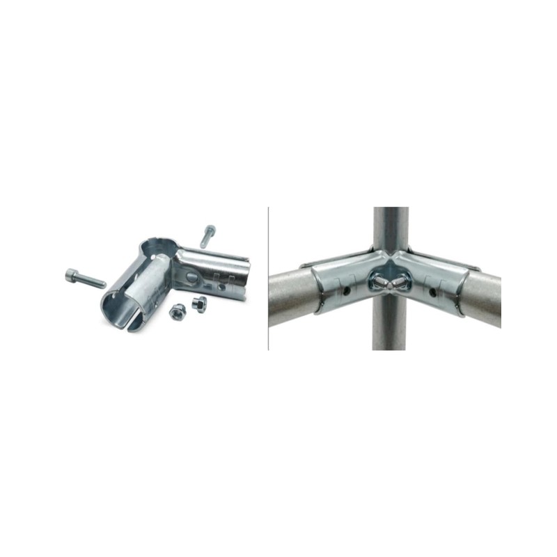 90 Degree 3-Way Pipe Connector, Stainless Steel End Rail Clamps,