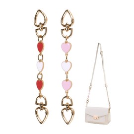 Pack of 2 Metal Bag Chain Purse Strap Extension Gold Short Bag Straps Bag Extension Decorative Bag Chains Women for Handbag Shoulder Bag Purse Bag Pink Red 7.08 Inches