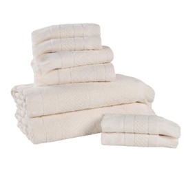 Superior Cotton 8 Piece Towel Set, Quick Dry, Bathroom Essentials, Shower, Spa, Luxury Plush Soft Absorbent Towels, Includes 2 Bath, 2 Hand, 4 Washcloth/Face Towels, Rolla Collection, Silver