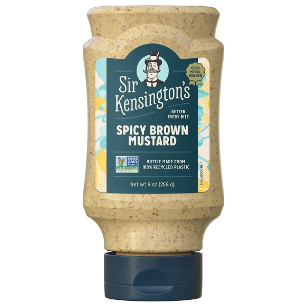 Sir Kensington's Mustard, Spicy Brown, Gluten Free, Certified Vegan, Non- GMO Project Verified, From 100% Grade-A Mustard Seeds, Shelf-Stable, 9 oz