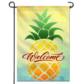 Anley Double Sided Premium Garden Flag, Cartoon Pineapple Welcome Spring Summer Decorative Garden Flags for Home Decor - Weather Resistant & Double Stitched Yard Flags - 18 x 12.5 Inch