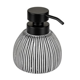 WENKO Pascoli Soap Dispenser Elegant Freestanding Ceramic Dispenser for Bathroom 0.5 L Black and White Textured 11 x 13 x 12 cm Ceramic Plastic