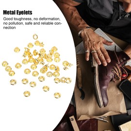 500PCS Round Shape Metal Eyelets, 4.5mm Scrapbooking Eyelets Metal Eyelets Grommets Craft Leather Hot Eyelets for Shoes Clothing, Craft Making(Gold)