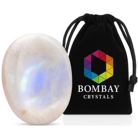 Rainbow Moonstone Worry Stone – Genuine Polished Palm Crystal for Stress & Anxiety Relief, Meditation Thumb Stone Gift for Mindfulness