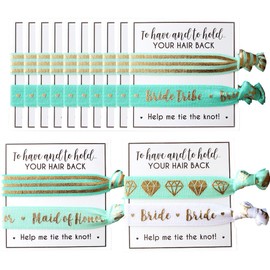 Bride Tribe Hair Tie Cards. to Have and to Hold, Your Hair Back. Help Me Tie The Knot. Bachelorette, Wedding Shower, Party Favors for Bridesmaids (Pack of 12, Mint & Gold)