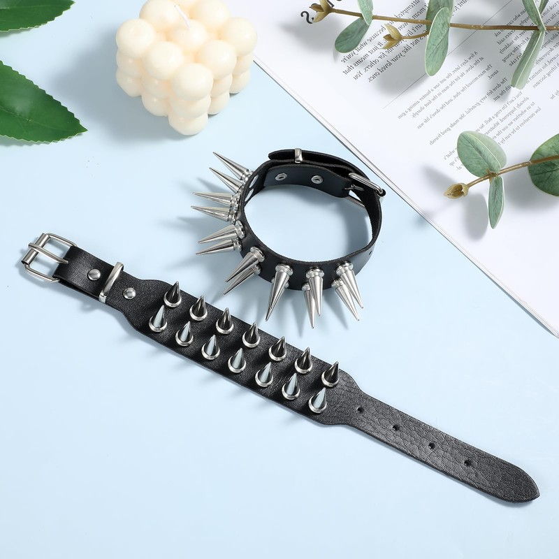 HaiFafafaing Punk Bracelet - PU Leather Bracelet for Men Women