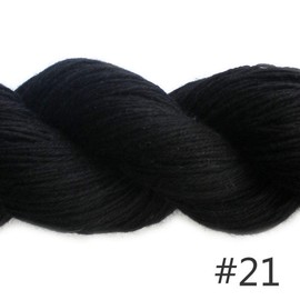 5 Skeins Lotus Yarns Mimi Mink Yarn Plus Light Fingering Weight Hand Knitting Yarn (21-Black)