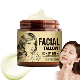 Generic Facial Tallow and Honey Balm, Beef Tallow Face Cream Beef Tallow Skin Care, Organic Grass-Fed Beef Tallow Balm, Moisturiser, Hydrating Face Balm for Lip Face And Body (1pc)