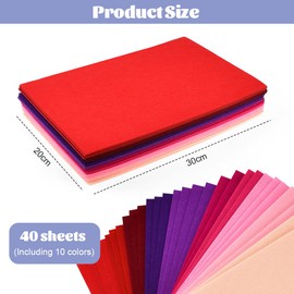 SPEACOUR Pack of 40 Felt Panels, Felt Fabric for Sewing, 1.4 mm Coloured Felt Sheets, Colourful Felt Crafts, 30 x 20 cm DIY Craft Felt, Felt for Crafts, Felt with Sewing Kit for DIY Projects, Crafts,