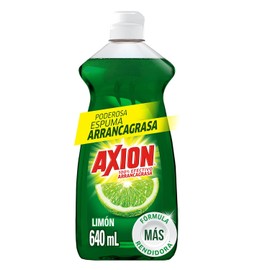 Axion Lavatrastes Líquido Limón 640 ml. 100% Efectivo Arrancagrasa con Poderosa Espuma que Remueve la Grasa Más Fácil y Rápido. Deja tus Trastes Rechinando de Limpio. Si Rechina, es Axion