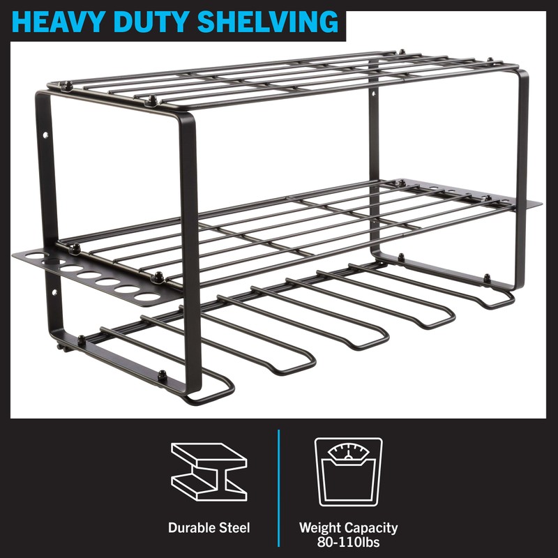 Power Tool Organizer - 3-Tier Garage Shelving Unit with 110lb