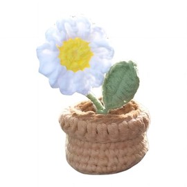 LXQTAO Handcrafted Mini Knitted Potted Daisy - A Charming, Fun DIY Crocheted Yarn Auto Center Console Decoration