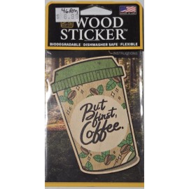 Dust City Wood Sticker "Coffee" biodegradable, dishwasher safe, flexible. USA
