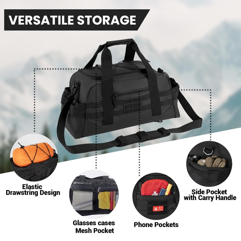 Hannibal Tactical 35L Large Duffle Bag, 3-in-1 Tactical Backpack MOLLE