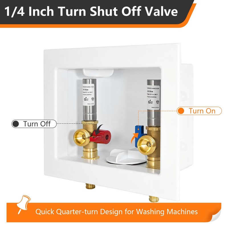 HeSun Washing Machine Outlet Box, 1/2 Inch Crimp Pex Inlet