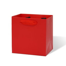 LFCXHTY Red Paper Gift Bag 8x4x8 in Small Size Heavy Duty Paper Bags with Ribbon Handles for Wedding Baby Shower Birthday Party (Red, 8 x 4 x 8 in, 10 CT)