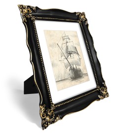 SIMON'S SHOP 11x14 Picture Frames with Mat for 8x10 Image, Black Poster Frames for Gallery Wall Display, Vintage Gothic Frames for Photos Artworks