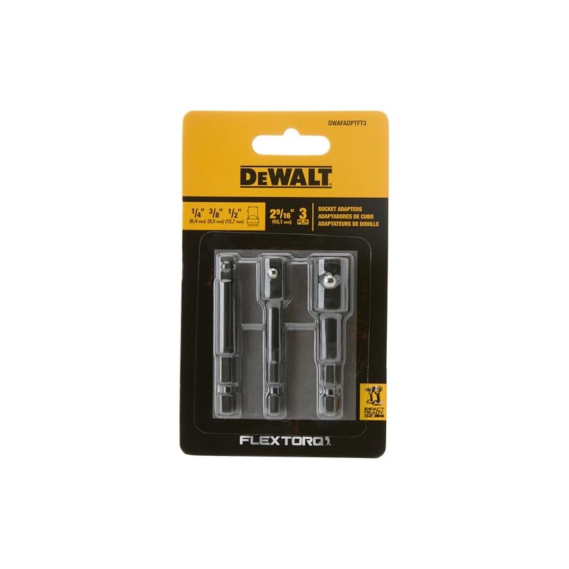 DEWALT FLEXTORQ 3Pk Socket Adapters for Drills & Impact Drivers,