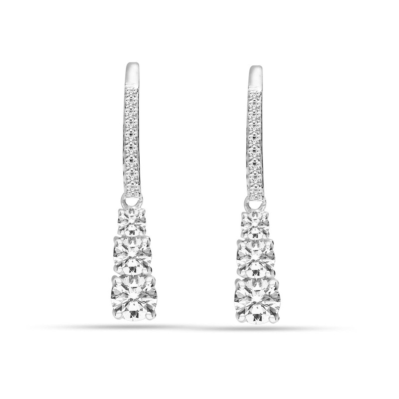 LeCalla 925 Sterling Silver Leverback Earrings Lightweight Cubic Zirconia Leverback