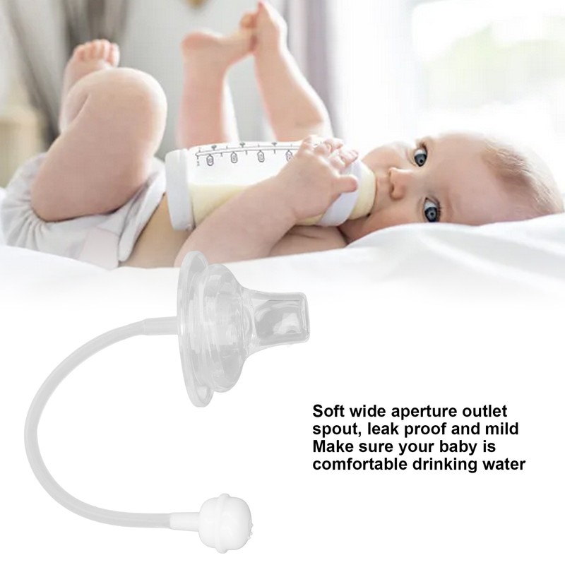 Bottle Nipple with Weighted Straw Duckbill Spout Transparent Soft Silicone