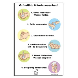 Sign Hands Washing Instructions 20 x 30 cm Sign Hand Washing Properly Disinfect Hand Hygiene Disinfection Hand Hygiene Hand Disinfection