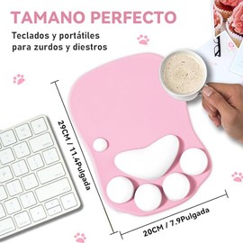 Alfombrilla de Ratón con Reposamuñecas Tapete para Mouse de 3D Pata de Gato para el Estudio, Diseño de Ergonomía, la Oficina y el Hogar (Rosa)