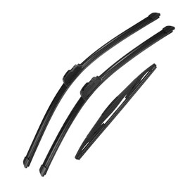 ACROPIX 24" 22" 12" Front Rear Windshield Wiper Blade Set Fit for Nissan Armada 2005-2020 with J/U Hook - Pack of 3 Black