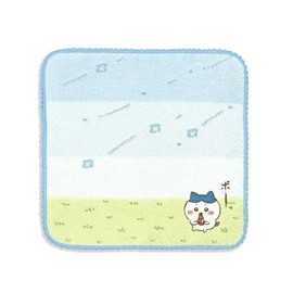 Chiikawa Soyokaze Towel Handkerchief, Blue, Hachiwale, Lace, Non-twist Yarn, 41-1250080, Approx. 9.8 x 9.8 inches (25 x 25 cm)