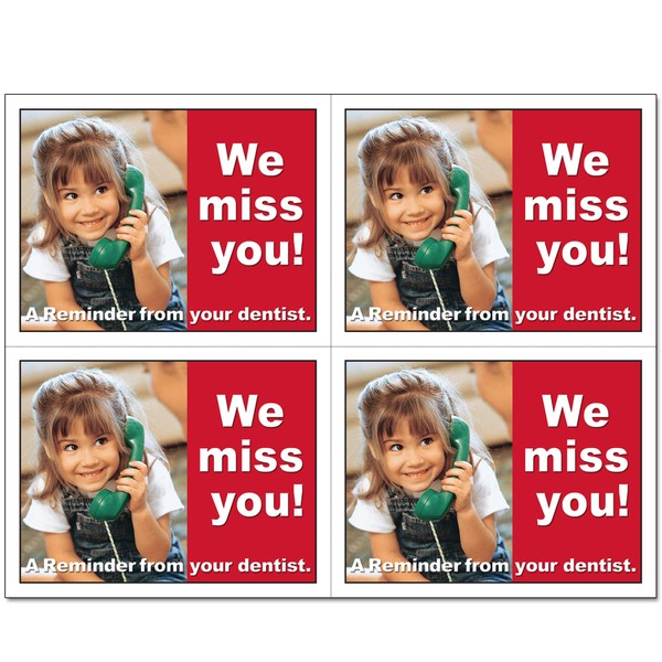 Custom Recall Dental Laser Appointment Reminder Postcards, 4 Cards Perforated