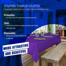 2 x Purple 90 x 90cm Disposable Paper Table Cloth Cover for Square or Rectangular Dining Table Birthday Party, Catering, Baby Shower & Wedding Decorations By Zinnia