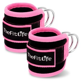 TheFitLife Ankle Strap Butt Training Nice Butt Cable Machine Attachment Butt Muscle Training Ankle Band Ankle Strap Set of 2 (Pink)