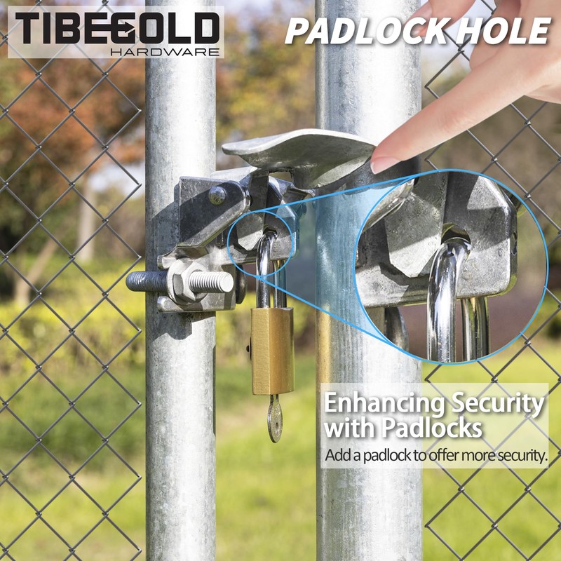 TIBEGOLD Chain Link Fence Butterfly Gate Latch, Galvanized Automatic 2