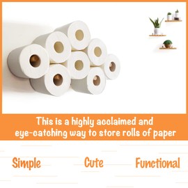 Cloud Paper Holder, Space Saving Cute Decorative 4-13 Rolls Toilet Paper Holder Wooden Artistic Decor for Bathroom, Kitchen, Bathroom, Bar, Restaurant, Indoor Decoration(Regular Roll (4" Depth))