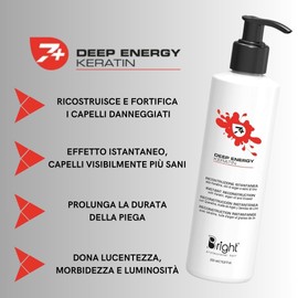 Bright Professional Hair Deep Energy Keratin 200 ml Instant Damaged Hair Reconstruction Keratin Cream for Restructuring Treatment Keratin Straight and Curly Hair Dry and Damaged
