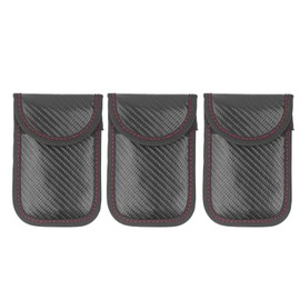 3pcs Key Fob Signal Blocker Case Signal Blocking Anti Theft Radiation Carbon Fiber Shielding Pouch