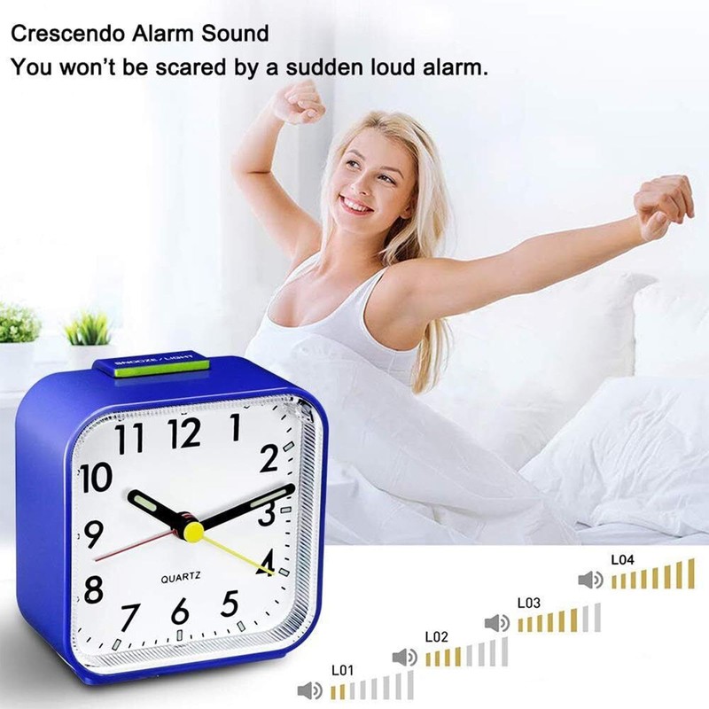 Night Light Small Alarm Clock,Small Portable Bedside Alarm Clock with
