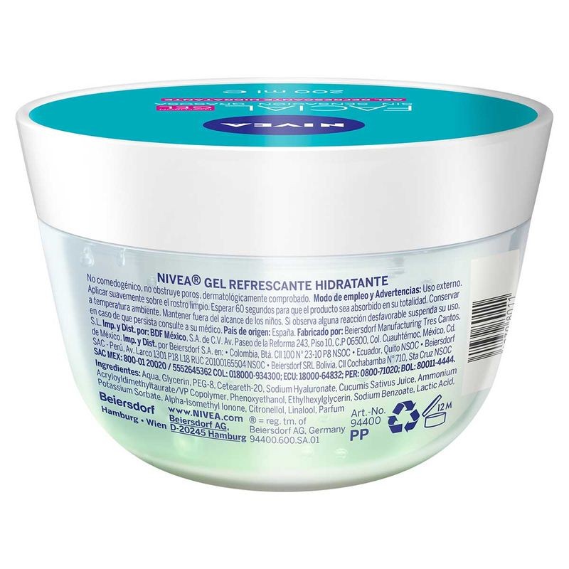 Gel facial refrescante NIVEA cuidado facial con ácido hialurónico 200ml