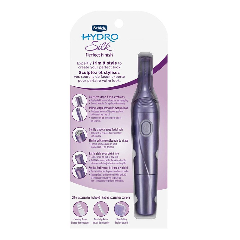 Schick Hydro Silk Perfect Finish Trimmer, 8-in-1 Grooming Kit for